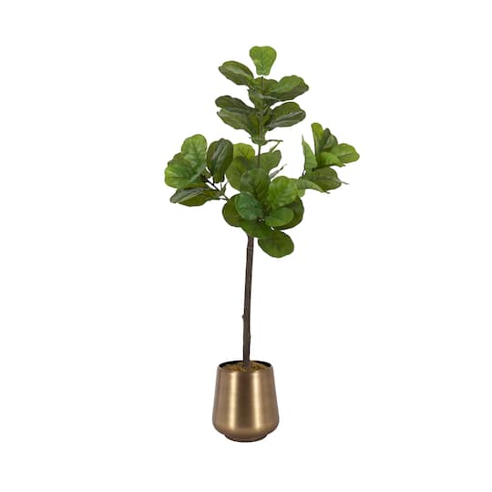 Kate and Laurel Fidmont 4ft. Faux Fiddle Fig Tree with Portell Planter